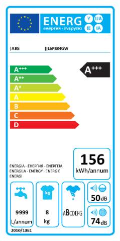AEG 6000 ProSense L6FB84GW witte wasmachine 8 kg 1400 toeren voorlader