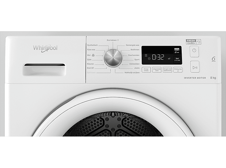 Whirlpool FTNL M11 82 warmtepompdroger 8 kg wit met FreshCare+ en sensorgestuurde droging