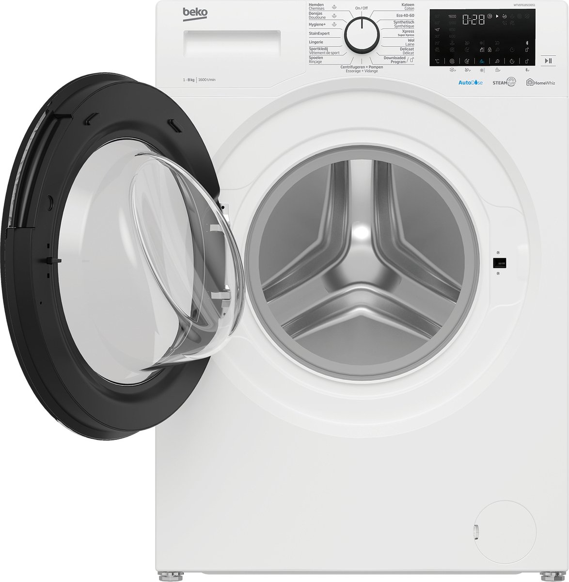 Beko WTV8761BSCDOS1 witte wasmachine 8 kg 1600 toeren met AutoDose en SteamCure