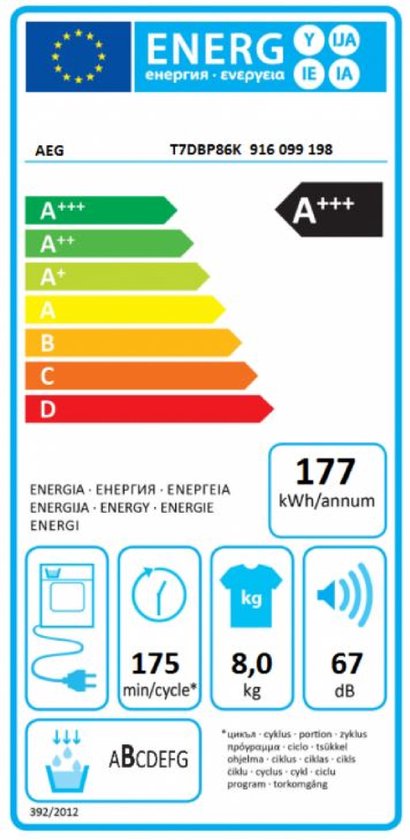AEG 7000 T7DBP86K warmtepompdroger 8 kg met SensiDry en ProSense