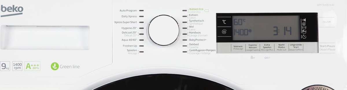 Beko WMY91446HLB1 witte wasmachine 9 kg 1400 toeren met ProSmart Inverter motor