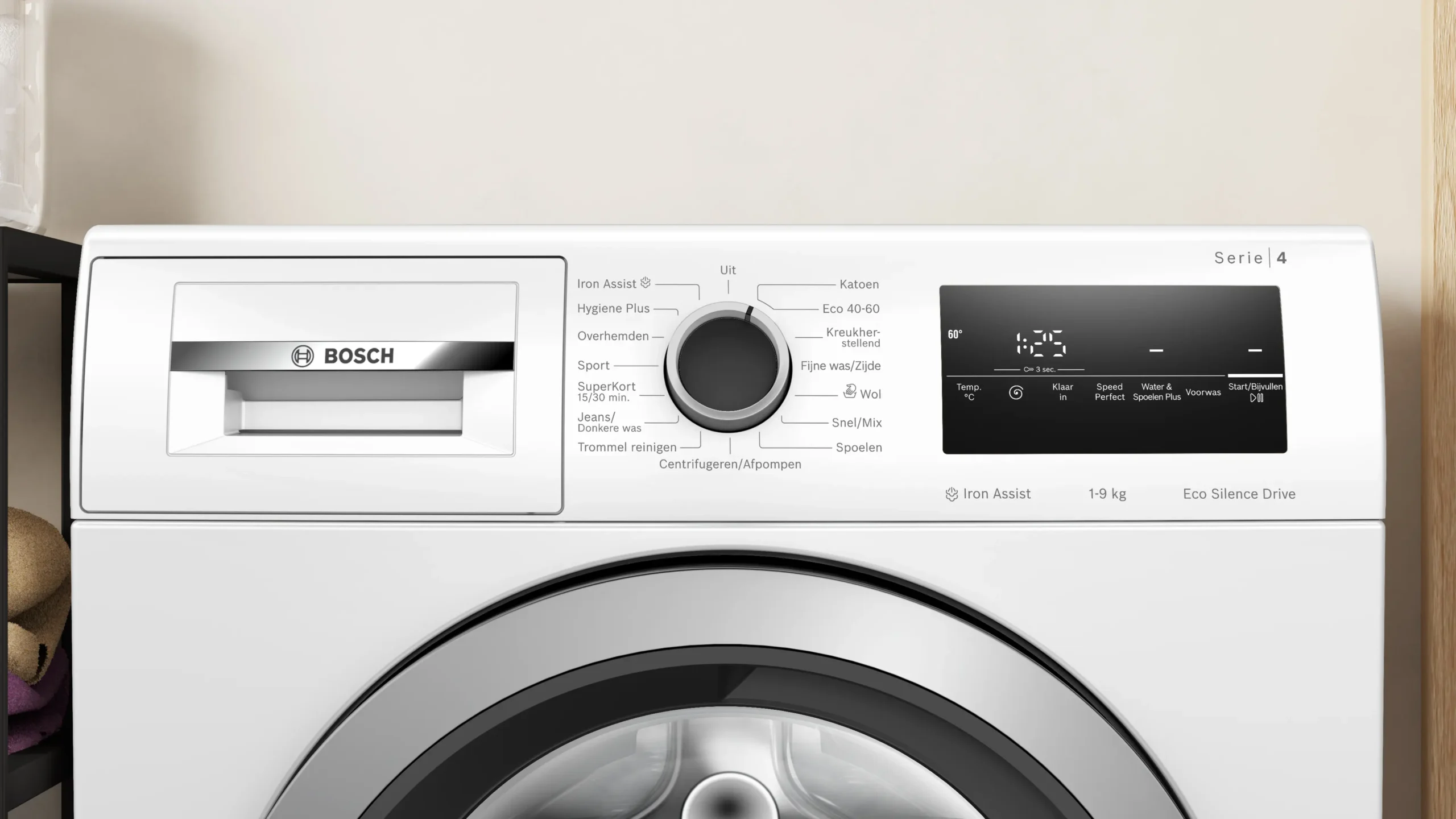 Bosch Serie 4 WAN2827FNL wasmachine 9 kg 1400 toeren met Iron Assist en EcoSilence Drive