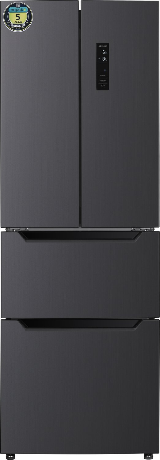 Exquisit FD436-040DGD French Door koel-vriescombinatie 320 liter Metal Dark Grey met No Frost