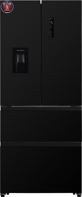 Frilec BONNFD455-WS-040DB zwarte Amerikaanse French Door koelkast 441 liter met No Frost en waterdispenser