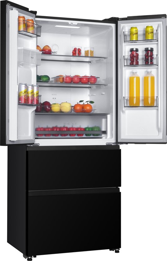Frilec BONNFD455-WS-040DB zwarte Amerikaanse French Door koelkast 441 liter met No Frost en waterdispenser
