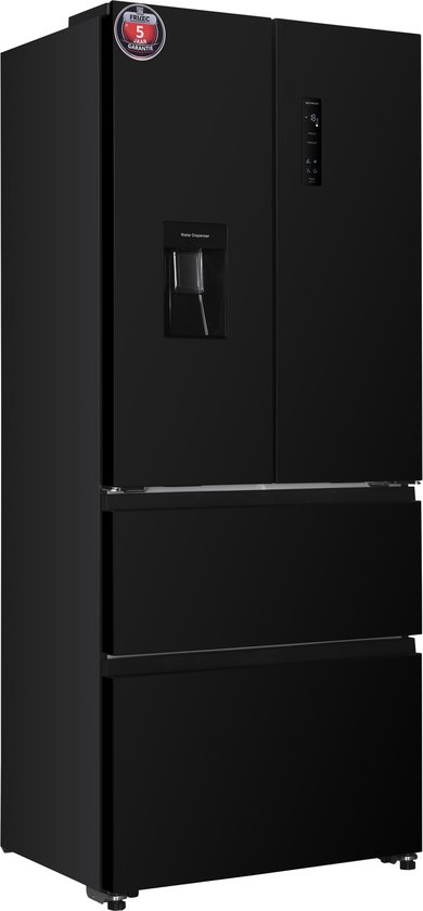 Frilec BONNFD455-WS-040DB zwarte Amerikaanse French Door koelkast 441 liter met No Frost en waterdispenser