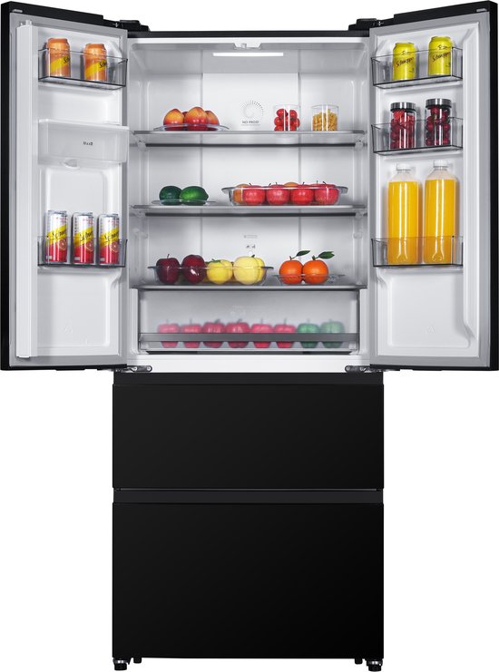 Frilec BONNFD455-WS-040DB zwarte Amerikaanse French Door koelkast 441 liter met No Frost en waterdispenser