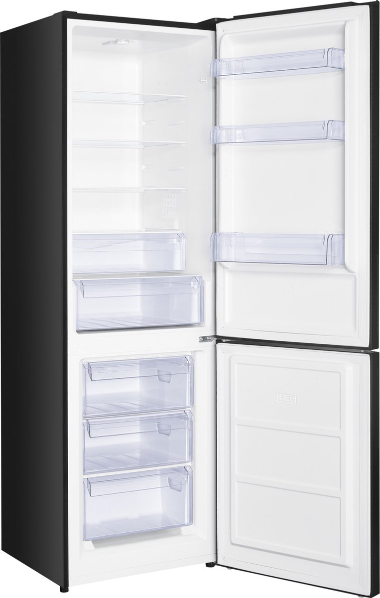 Frilec BONN325-040CB zwarte koel-vriescombinatie 315 liter energieklasse C met vriesgedeelte onderaan