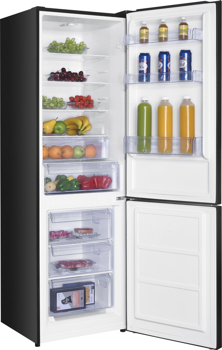 Frilec BONN325-040CB zwarte koel-vriescombinatie 315 liter energieklasse C met vriesgedeelte onderaan