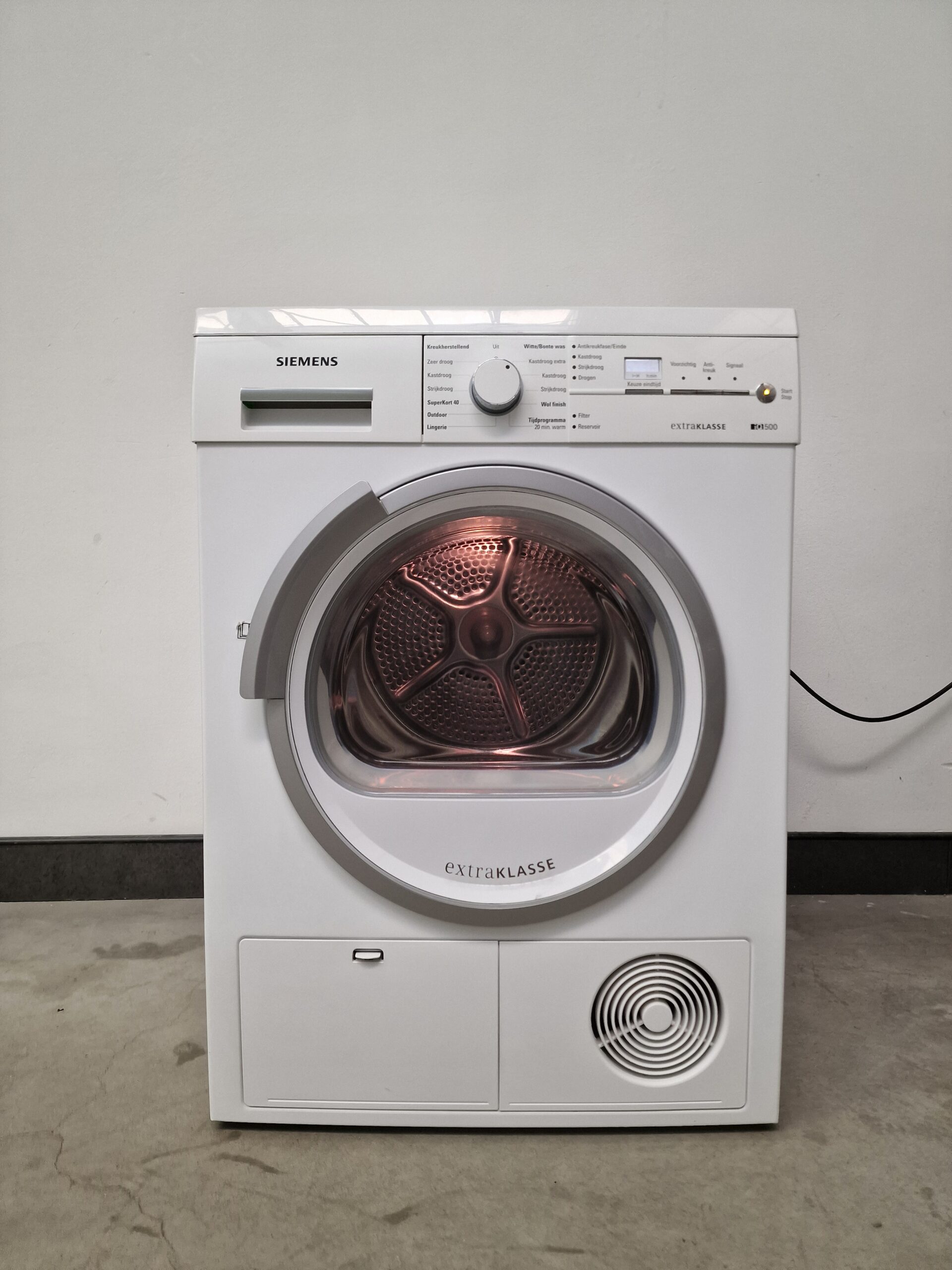 Siemens iQ300 WT46E384NL witte condensdroger 8 kg met autoDry, softDry en LCD-display