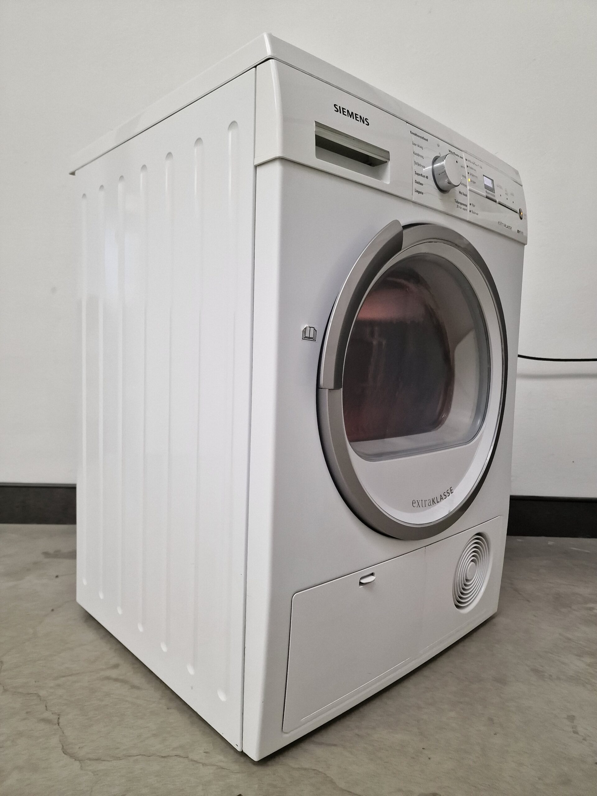 Siemens iQ300 WT46E384NL witte condensdroger 8 kg met autoDry, softDry en LCD-display